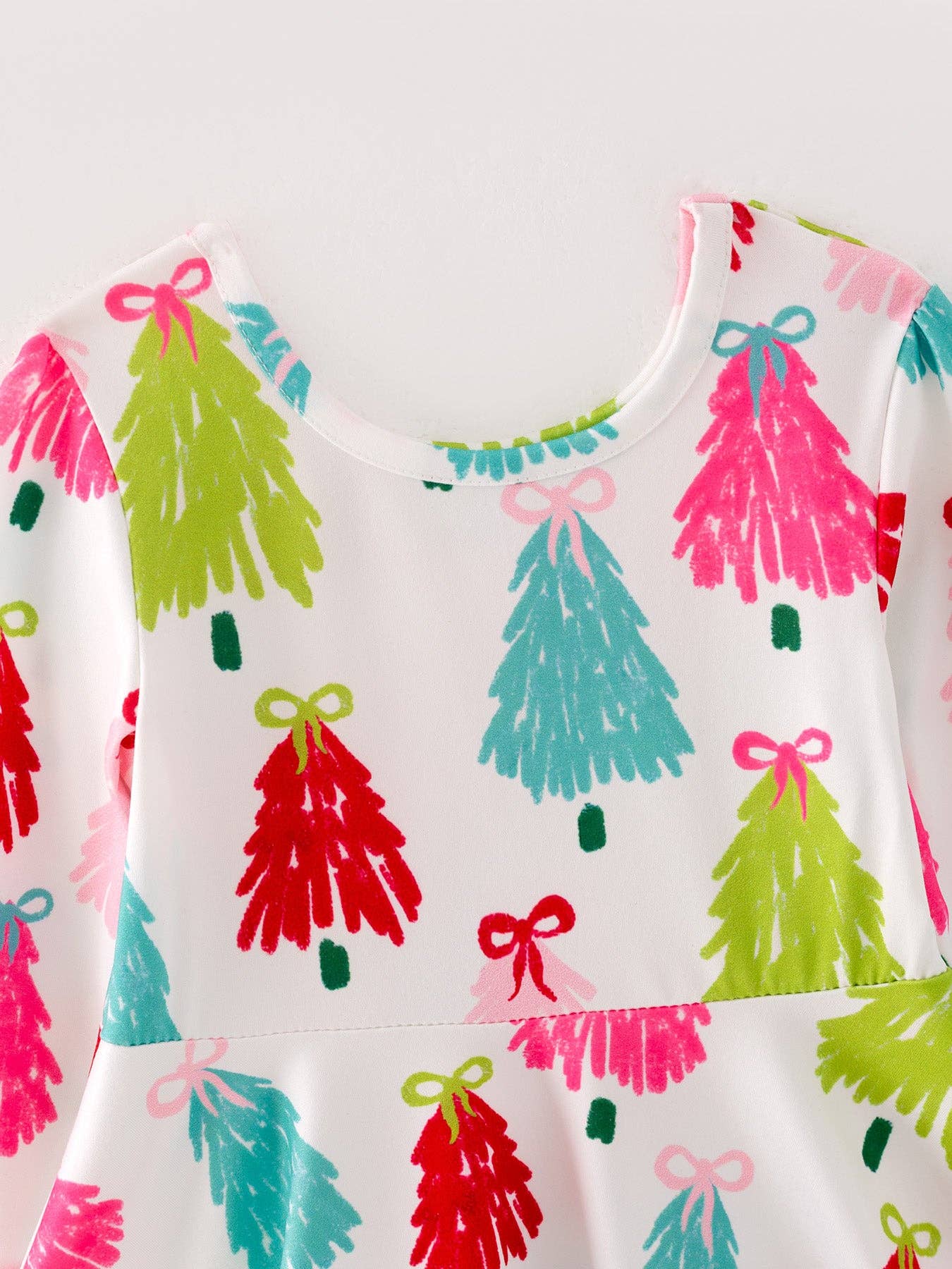 Rylee Faith Designs - Christmas Tree Print Long Sleeve Dress
