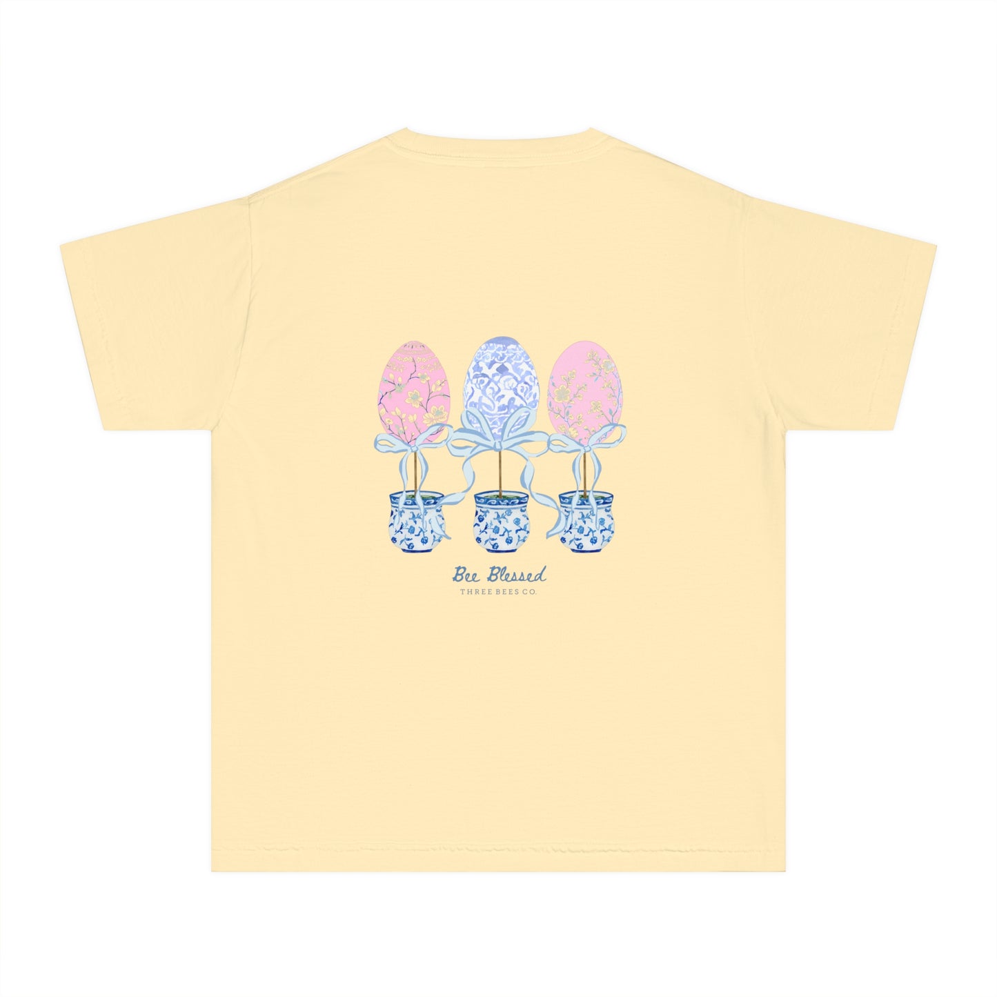 Bee Blessed Egg Topiary Trio Girls Short Sleeve Youth Hive Tee