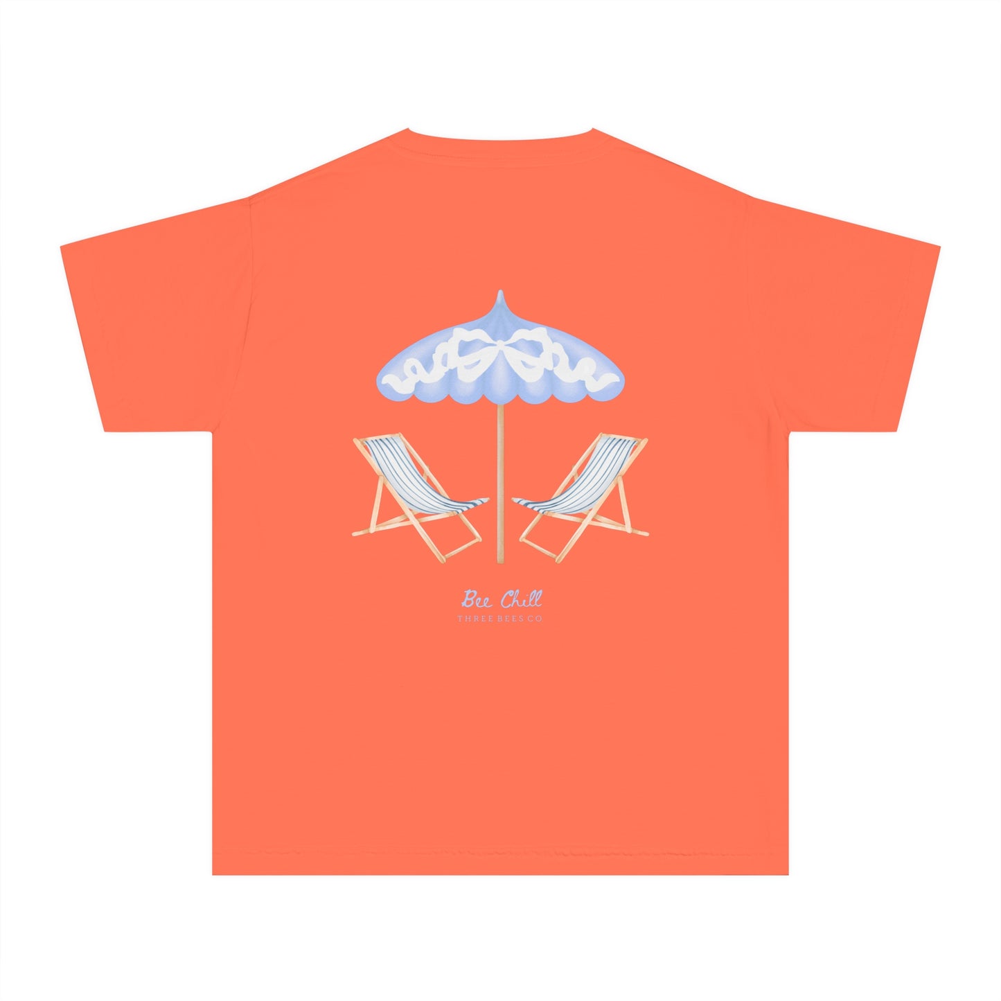 Be Chill Girls Beach Chairs and Umbrella Short Sleeve Youth Hive Tee