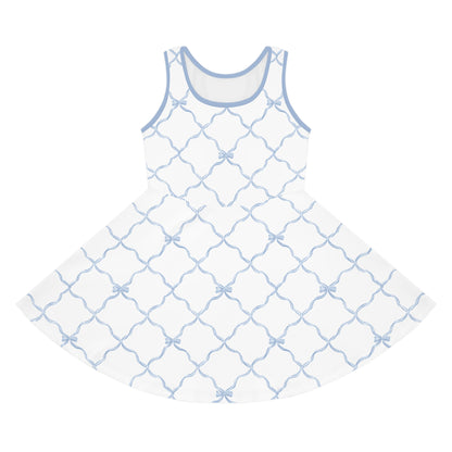 Trellis Bow Girls Sleeveless Knit Sundress - Light Blue