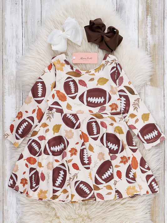 Cream Fall & Football Swing Dress