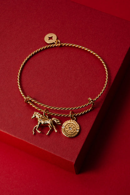 Horse Girl Rope Textured Charm Bangle