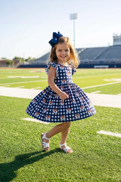 Auburn Plaid Aubie Flutter Twirl Dress