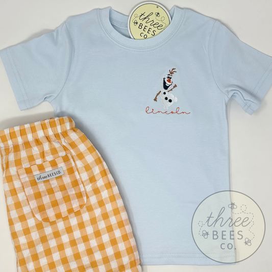 Snowman Character on Left Chest Boys T-Shirt