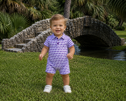 LSU Logo Polo Romper (Officially Licensed)