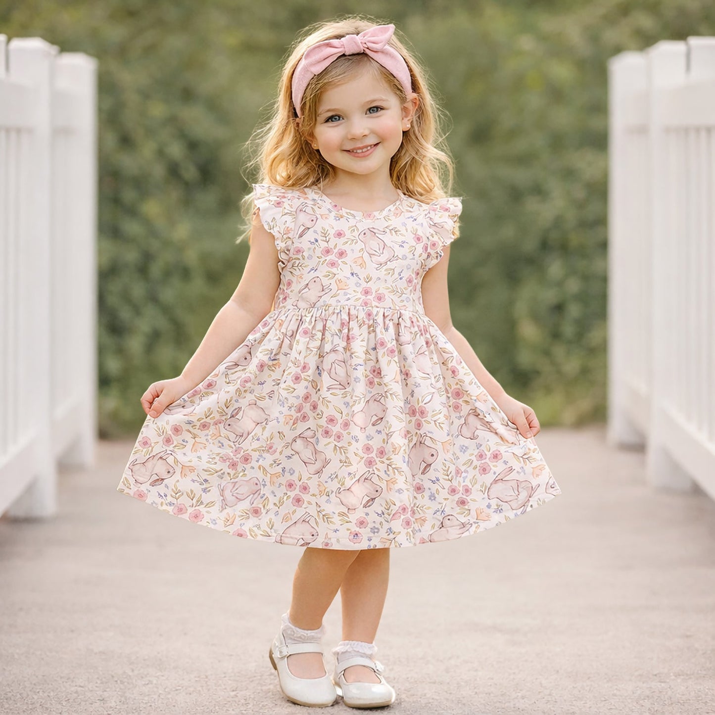 Bunny Blooms Bamboo Easter Dress for Baby & Toddler Girls