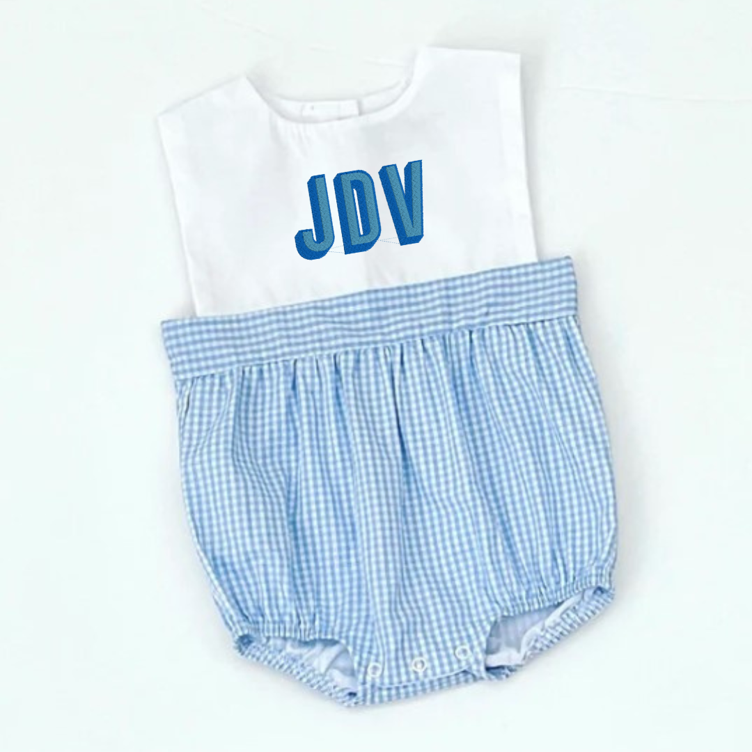 Blue Gingham Boys Classic Bubble