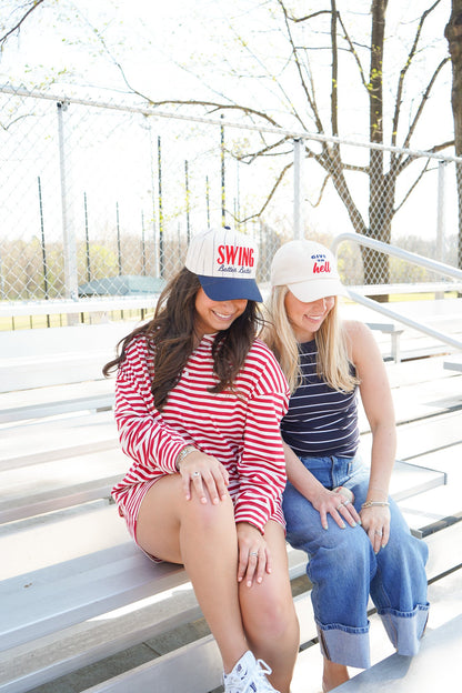 Swing Batter Batter - Navy Pinstripe Trucker Hat