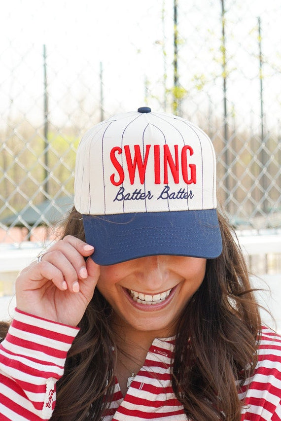 Swing Batter Batter - Navy Pinstripe Trucker Hat