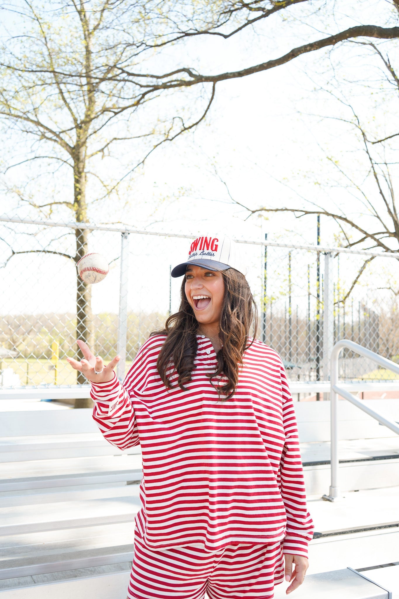 Swing Batter Batter - Navy Pinstripe Trucker Hat