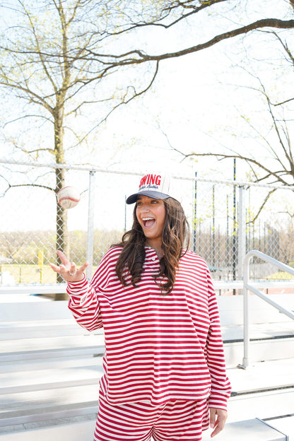 Swing Batter Batter - Navy Pinstripe Trucker Hat