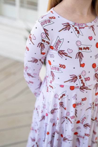 Valentine's Flag | Long Sleeve Twirl Dress