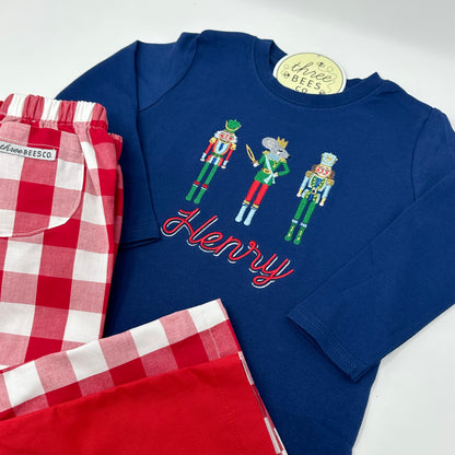 Christmas Nutcracker Trio Embroidery Boys T-Shirt
