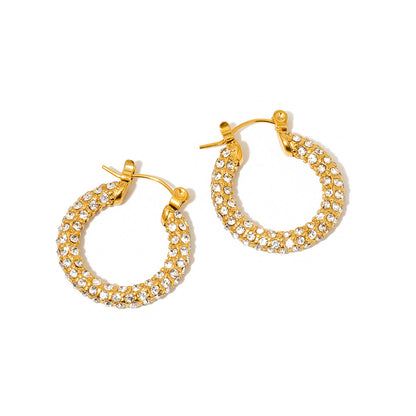 Lizzie Pave Hoops - WATERPROOF