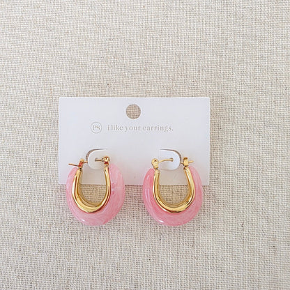 Frenchie Resin Hoop Earrings - WATERPROOF