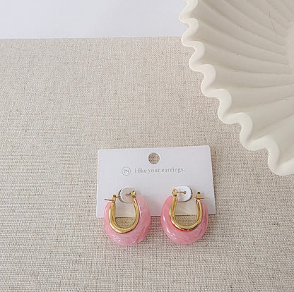 Frenchie Resin Hoop Earrings - WATERPROOF