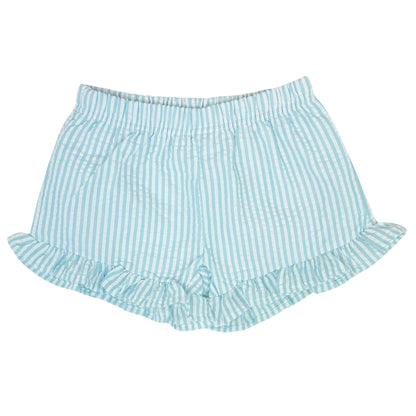 Girls Single Ruffle Seersucker Shorties