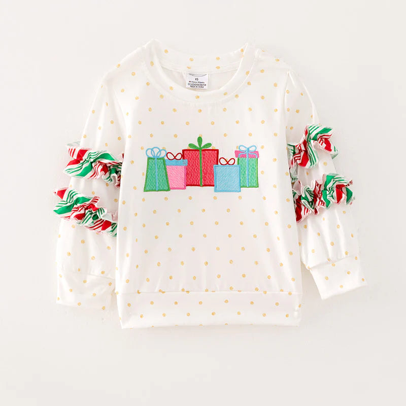 Christmas Gift Polka Dot Girls Sweatshirt Top