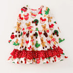 Disney Gingerbread Polka Dot Ruffle Long Sleeve Girls Dress