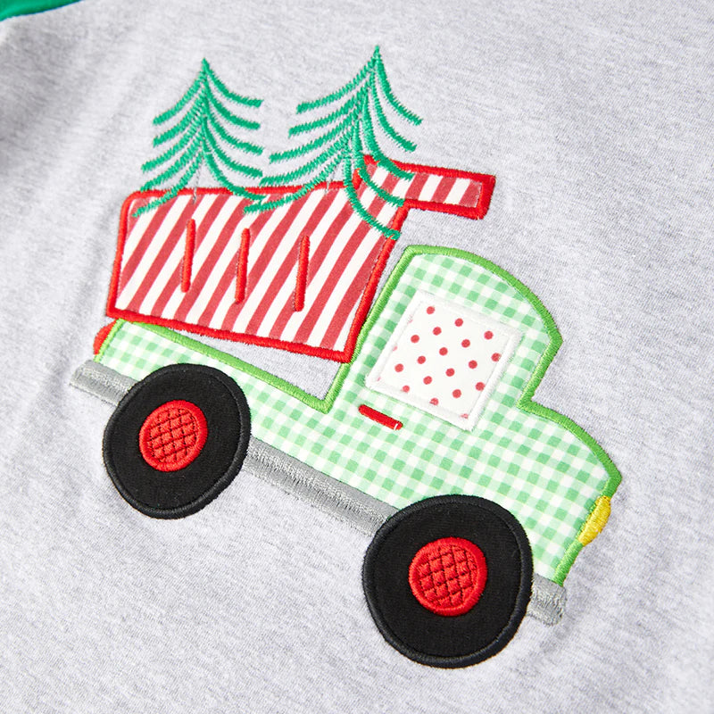 Christmas Dump Truck Boys Long Sleeve Shirt