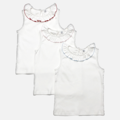 Bee Basic Picot Ruffle Sleeveless Top