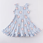 Baseball Stripe Sleeveless Twirl Dress Preorder