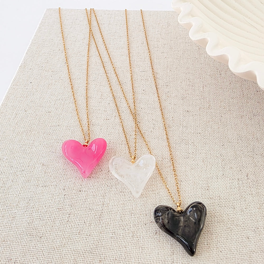 Jan Resin Heart Necklace - WATERPROOF