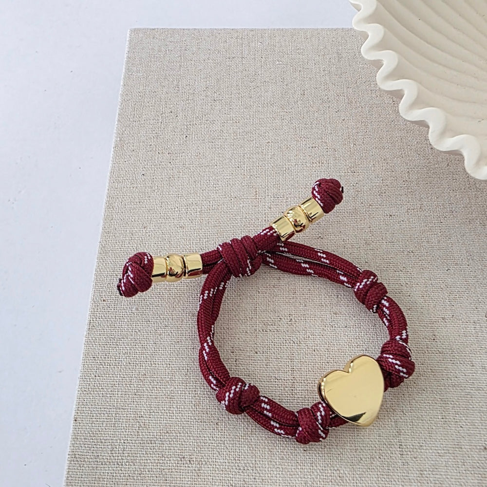 Knotty Cord Heart Bracelet - WATERPROOF