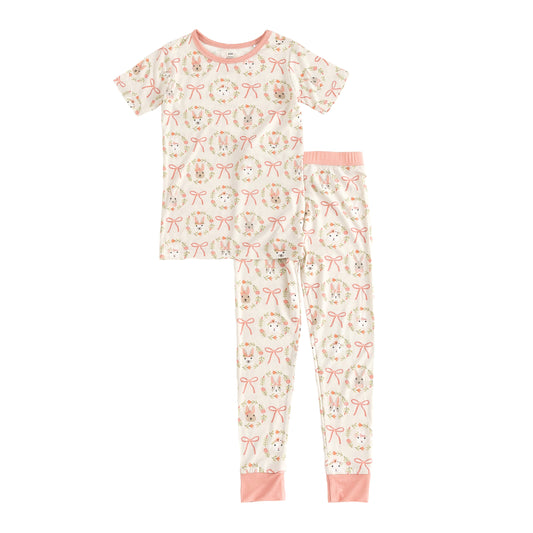 Bows & Bunnies (Short Sleeve PJ) - Pink