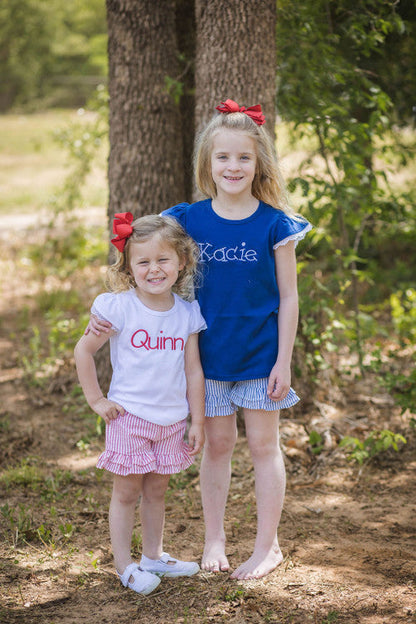 Girls Ruffled Seersucker Shorties