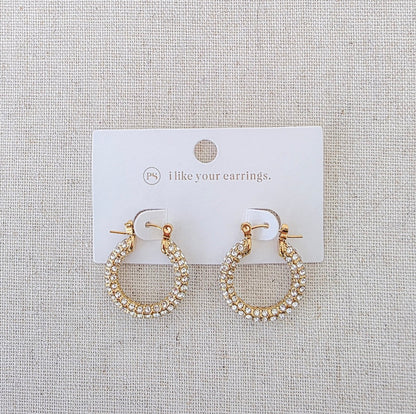 Lizzie Pave Hoops - WATERPROOF
