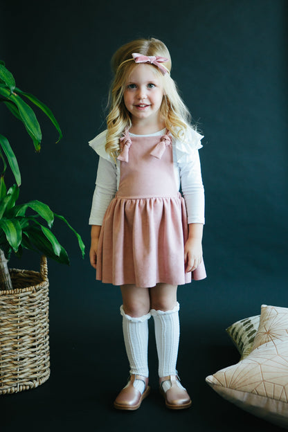 Vintage Pink Faux Suede Pinafore