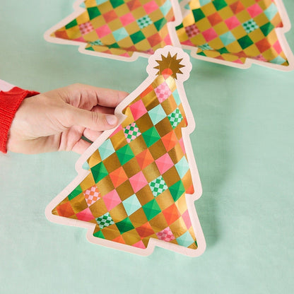 Gold Christmas Tree Dessert Plates (10 count)