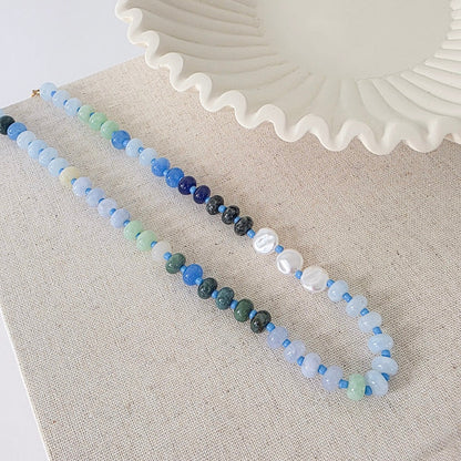 Ombre Semi-Precious Beaded Necklace - WATERPROOF