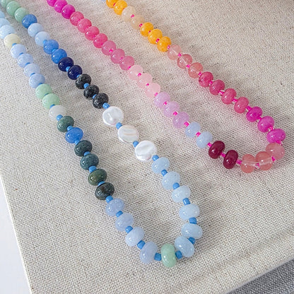 Ombre Semi-Precious Beaded Necklace - WATERPROOF
