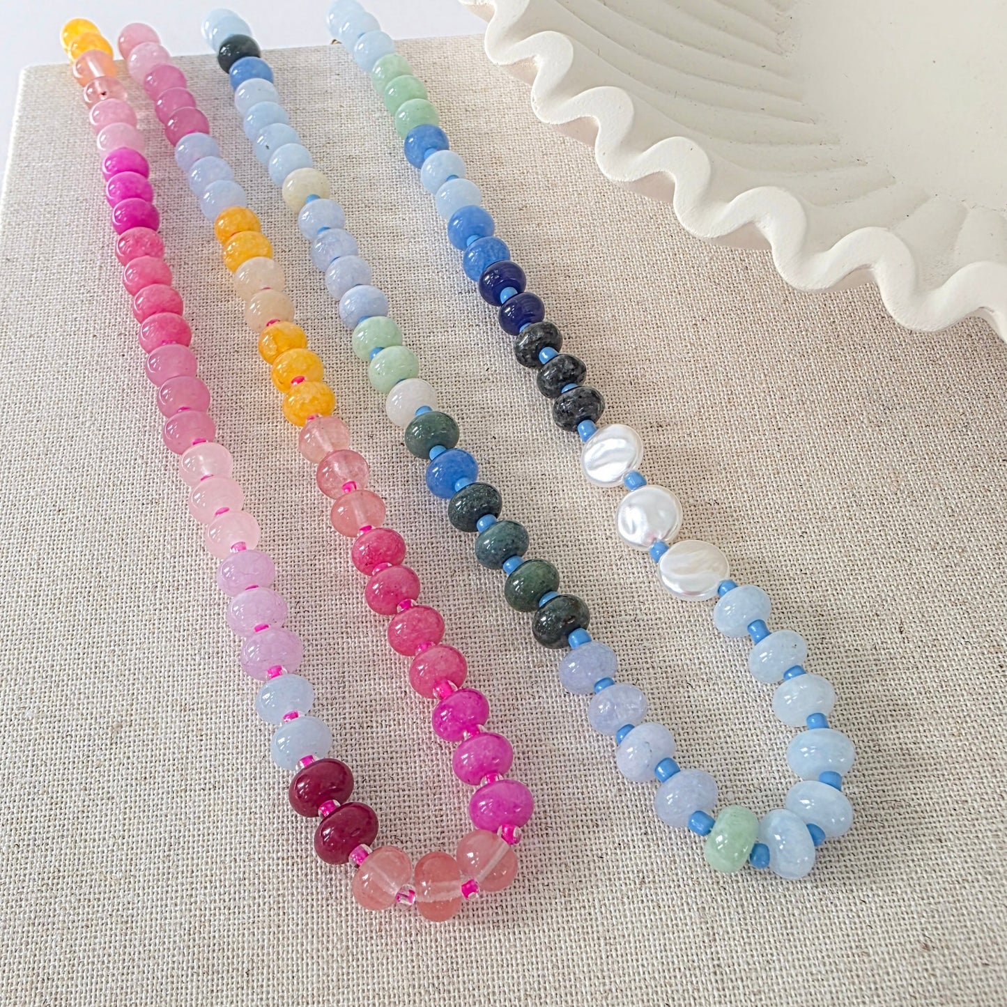 Ombre Semi-Precious Beaded Necklace - WATERPROOF