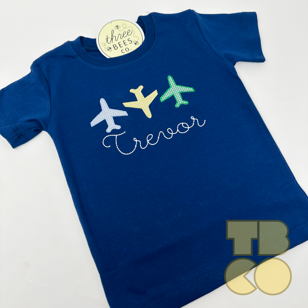 Airplane Trio Applique Boys T-Shirt