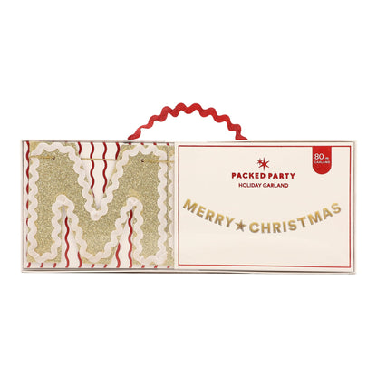Merry Christmas Gold Shimmer Banner (Reusable Garland)