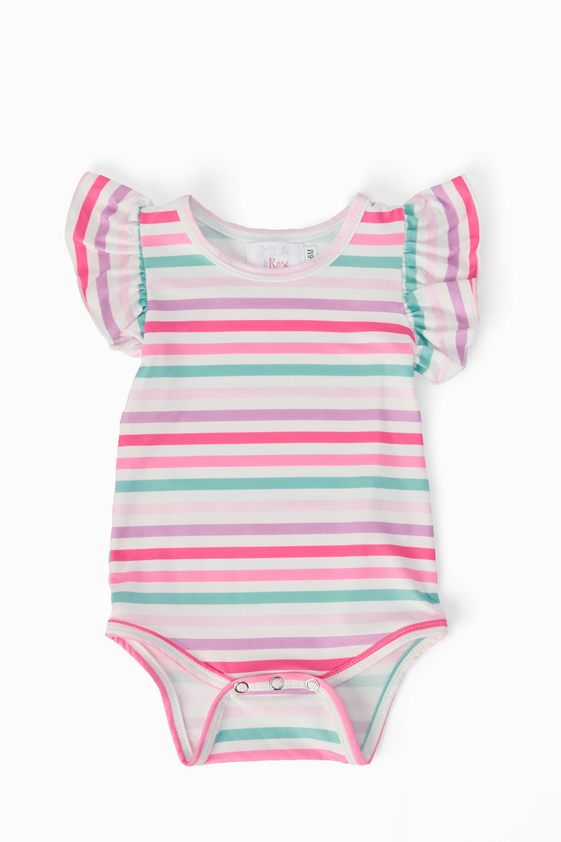 Pastel Stripes S/S Flutter Bodysuit – Three Bees Company