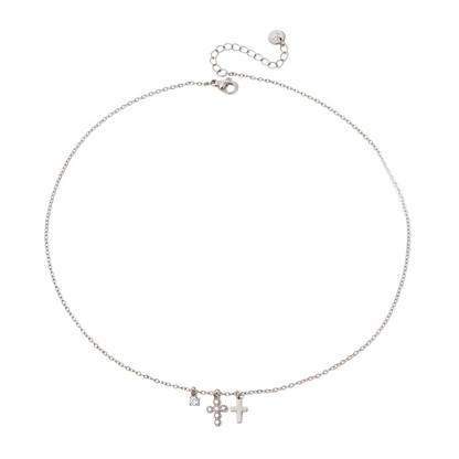 Petite Double Cross Necklace - WATERPROOF