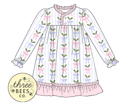 Pink and Blue Bow Holly Nightgown