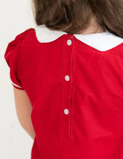 Pleated Peter Pan Collared Corduroy Dress