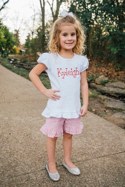 Girls Ruffled Seersucker Shorties