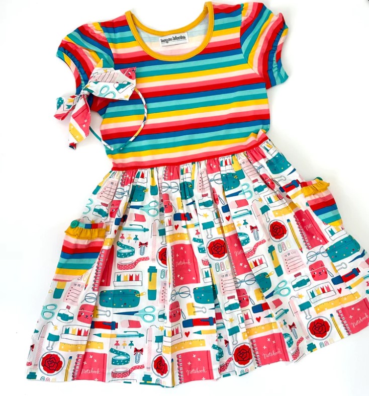 School Supplies with Stripes Dress