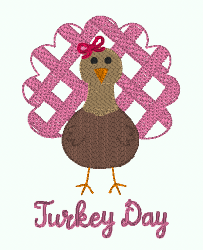Gingham Turkey Embroidery Girls Top