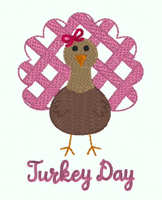 Gingham Turkey Embroidery Girls Top