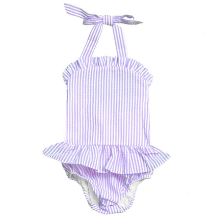 Seersucker Ruffle Swimsuit