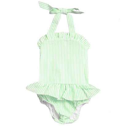 Seersucker Ruffle Swimsuit