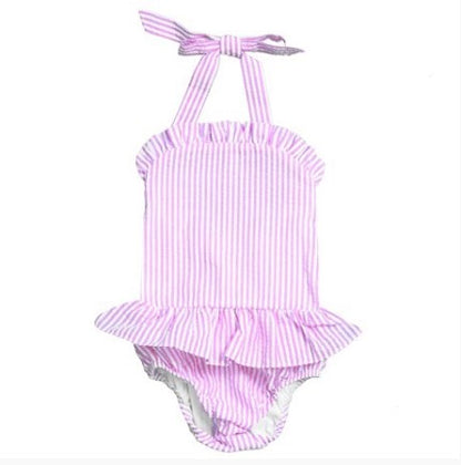 Seersucker Ruffle Swimsuit