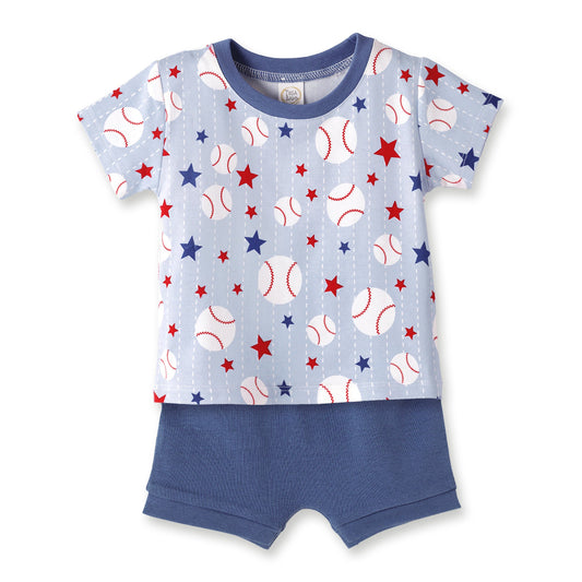 Grand Slam Baseball Bamboo Tee & Cotton Shorts Set